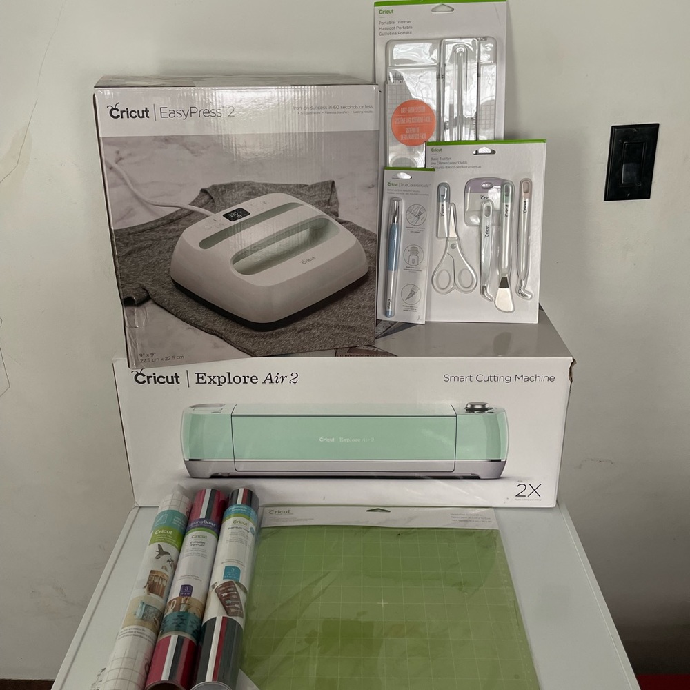 Cricut machine and heat press with accessory bundle